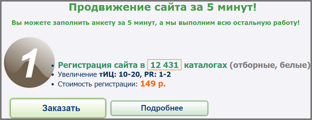 как выглядит прогон сайта по каталогам