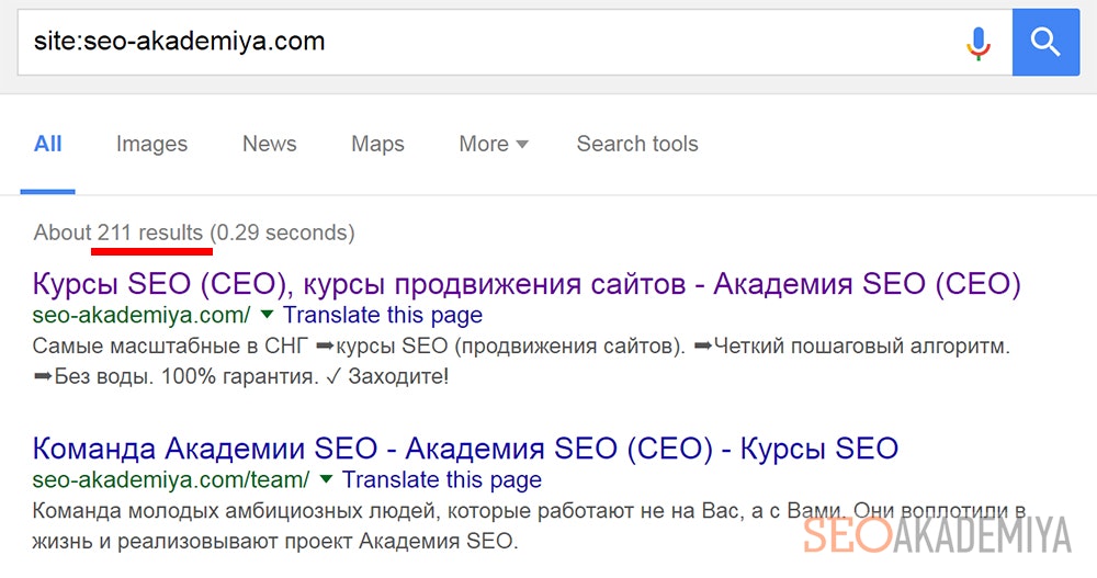 Проверка количества страниц в индексе