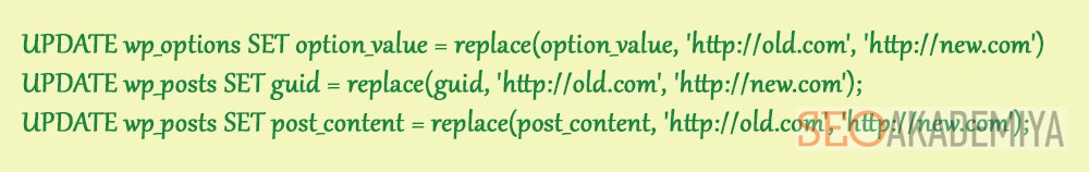 Код для замены старых адресов phpmyadmin
