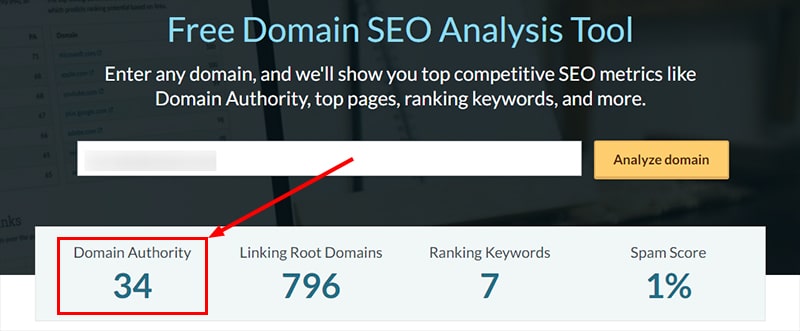 анализ Domain SEO Analysis Tool в MOZ