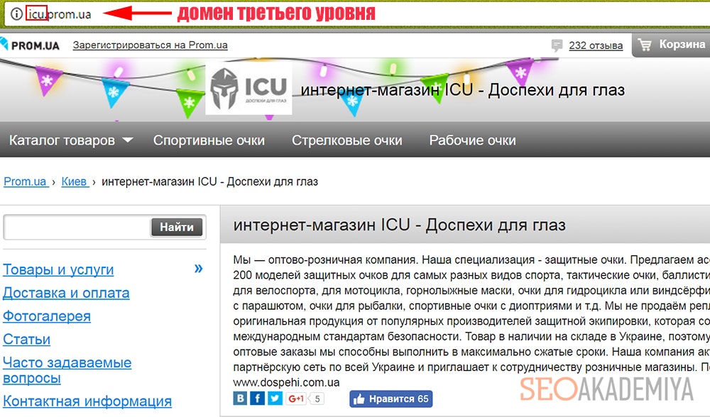 Домены третьего уровня на платформе prom