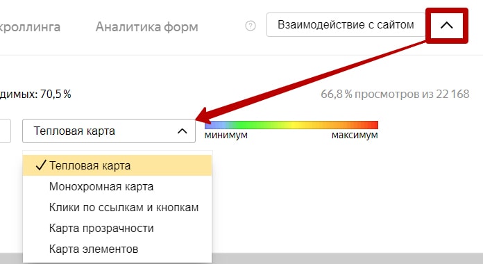 Режимы тепловых карт кликов в яндекс метрике