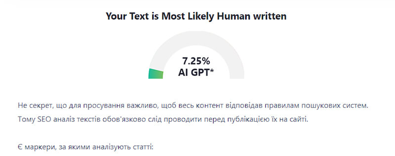 перевірка тексту в сервісах детекторах AI