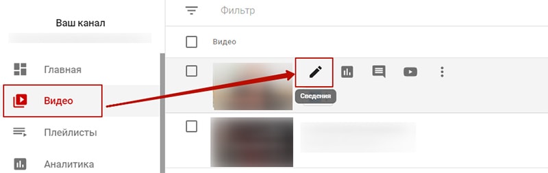 пример как изменить ключевики к ролику