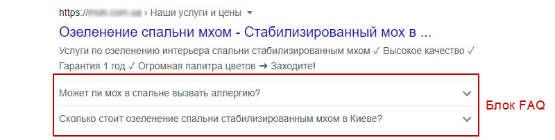 пример расширенного сниппета в выдаче Google