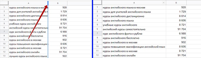 Как расширить ячейку в гугл таблицах фото