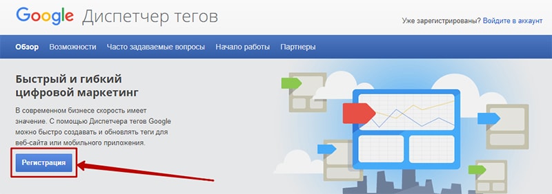 Регистрация в google tag manager картинка