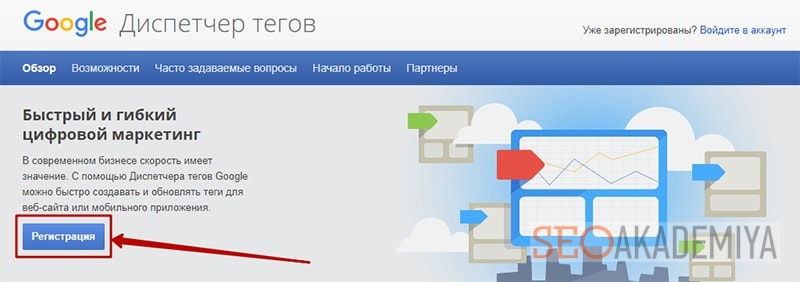 Регистрация в google tag manager картинка