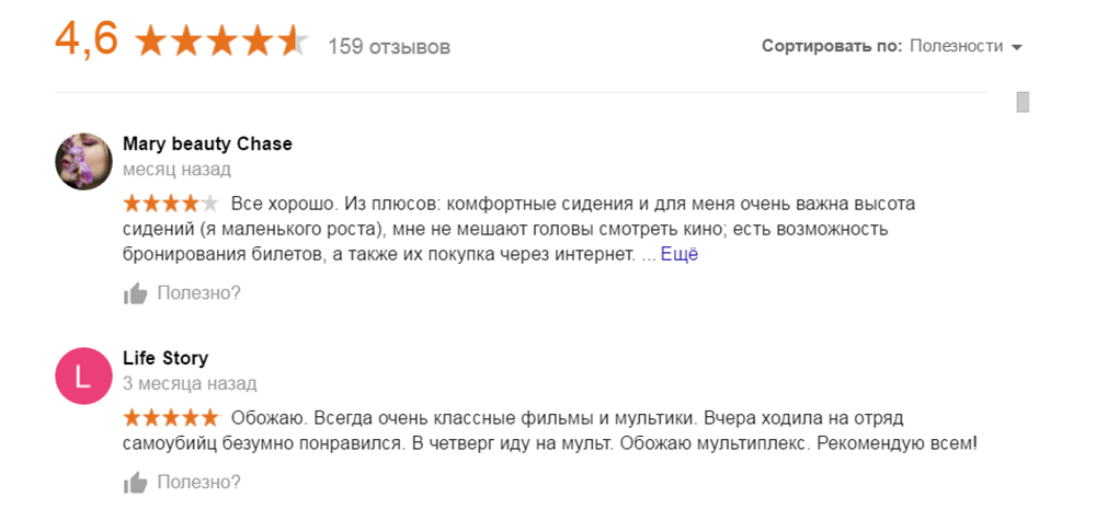 Влияние рейтинга и отзывов на позиции в Google картах