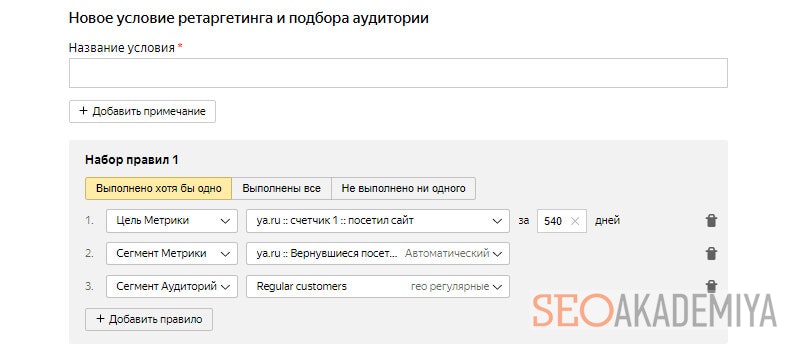 ретаргетинг в рекламной сеть Яндекса пример