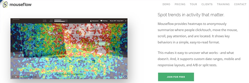 Как выглядит тепловая карта mouseflow