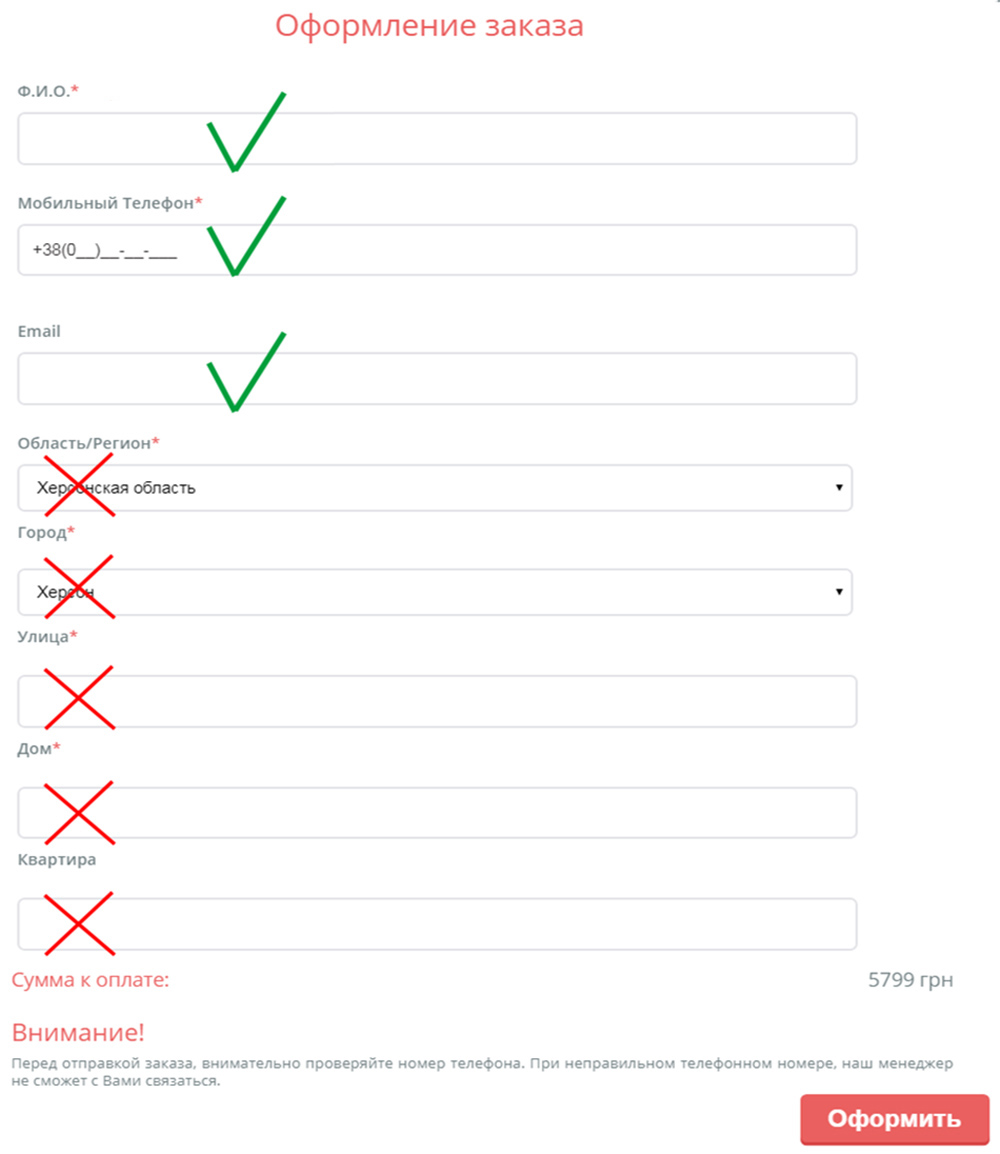 Причина брошенной корзины - регистрация на сайте