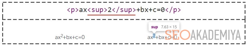 sup для верхнего индекса текста